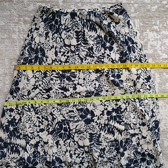 J. G. Hook Floral Tropical A-Line Lined Midi Skirt 10 Navy Blue Cream - Picture 13 of 14